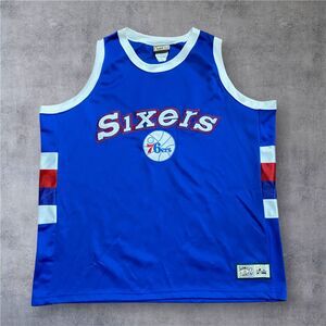 Majestic Hardwood Classics Vtg NBA Philadelphia 76ers Jersey Blue Men's Size XXL